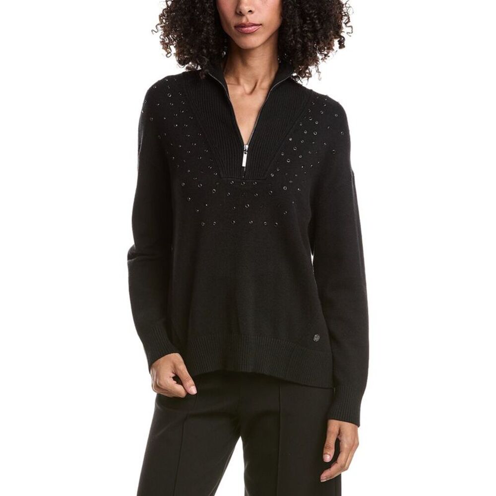 Joseph Ribkoff Womens  1/2-Zip Embellished Pullover